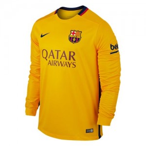 Именная футбольная футболка для детей Барселона Пако Алькасер Гостевая 2015 2016 длинный рукав S (рост 116 см)