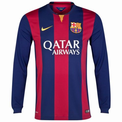 Именная футбольная футболка Барселона Лионель Месси Домашняя 2014 2015 длинный рукав XL(50)