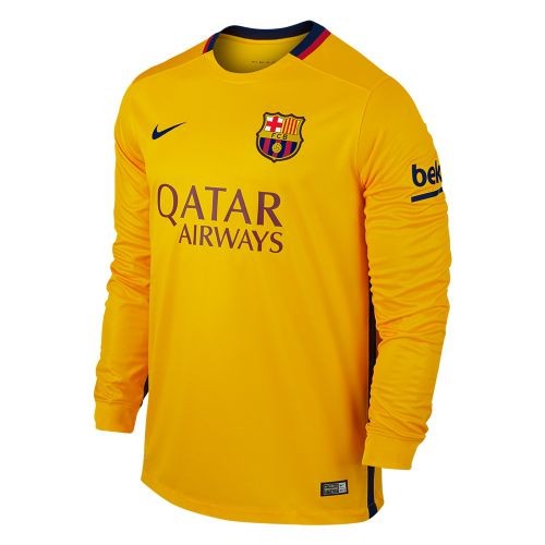 Именная футбольная футболка для детей Барселона Луис Суарес Гостевая 2015 2016 длинный рукав L (рост 140 см)
