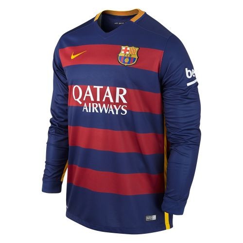 Именная футбольная футболка Барселона Лионель Месси Домашняя 2015 2016 длинный рукав 2XL(52)