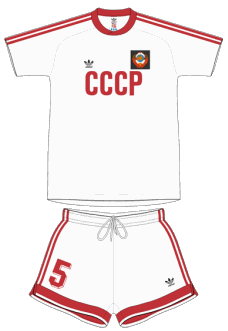 Форма сборной СССР по футболу гостевая 1988/1989 (комплект: футболка + шорты + гетры)