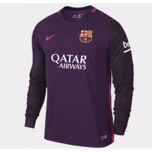 Именная футбольная футболка Барселона Лионель Месси Гостевая 2016 2017 длинный рукав 2XL(52)