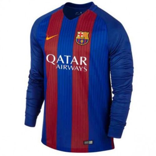 Именная футбольная футболка Барселона Лионель Месси Домашняя 2016 2017 длинный рукав 5XL(60)