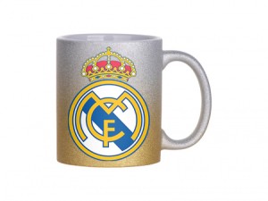 Кружка глиттерная градиент серебристо-золотистая 330 мл Реал Мадрид