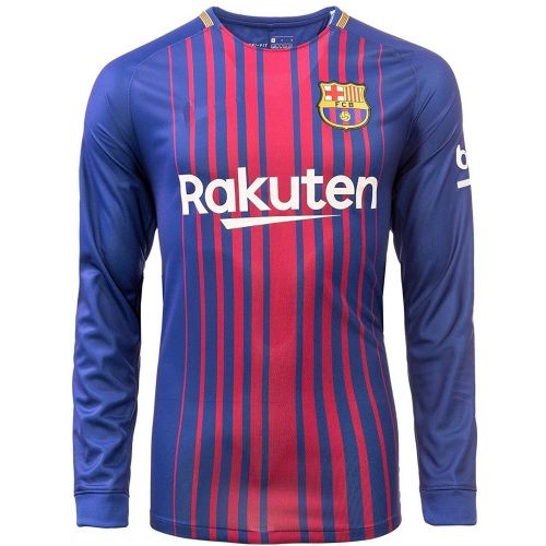 Именная футбольная футболка Барселона Лионель Месси Домашняя 2017 2018 длинный рукав M(46)
