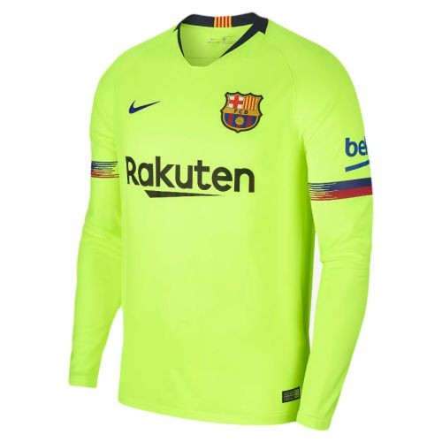Именная футбольная футболка Барселона Лионель Месси Гостевая 2018 2019 длинный рукав 3XL(56)