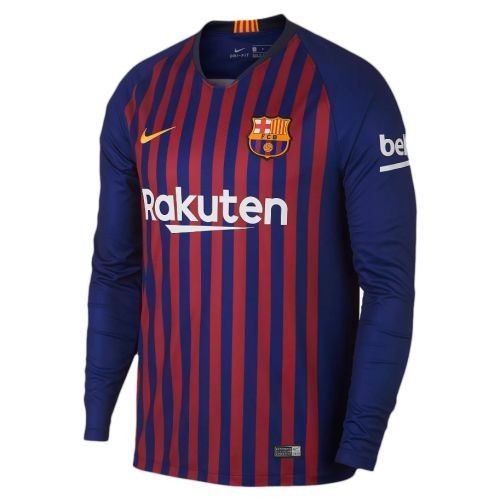 Именная футбольная футболка Барселона Лионель Месси Домашняя 2018 2019 длинный рукав 3XL(56)
